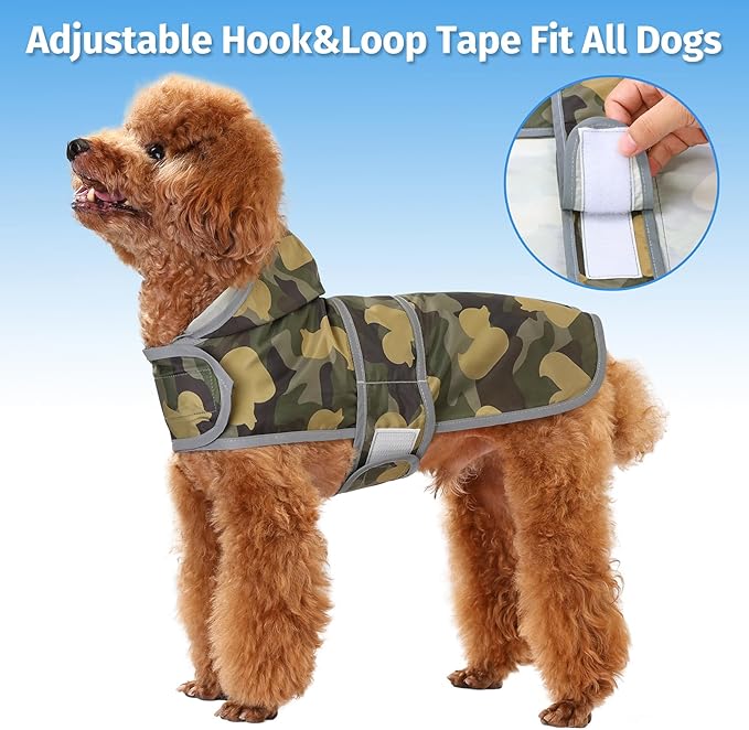 Dog Raincoat Hooded,Waterproof Rain Coat for Dogs with Adjustable Belly Strap,Reflective Strips, Lightweight Slicker Poncho Rain Jacket for Small Medium Large Dogs