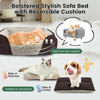 Miguel Washable Dog & Cat Bed with Removable Cushion for Medium & Small Dogs, Easy to Wash Pet Sofa Bed with Side Bolster, Anti-Slip Bottom, Dark Brown, 30 Inch Rectangle