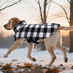 ASENKU Dog Winter Coat, Fleece Doggie Jacket Plaid Reversible Vest Waterproof Windproof Cold Weather Clothes for Small Medium Large Dogs (L, White)