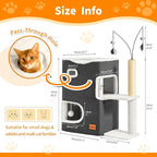 Cat Bed for Indoor Cats with Scratching Post Cat Beds Furniture Cave House 2-Storey Cats Hideaway Playhouse Condo with Fluffy Ball Toys for Pets Dark Grey