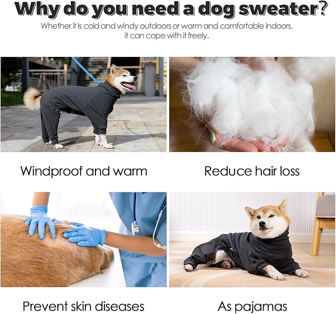 Dotoner Pullover Dog Sweater with Leash Hole - High Collar Cold Weather Vest for Large Dogs - Indoor & Outdoor Use