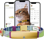 Health Tracker for Cats - Smart Cat Collar with Safety Breakaway Buckle for Indoor Cats, Wellness Alerts, Real-time Monitoring (Pop (Mosaic),XL)
