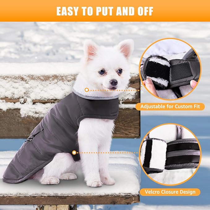 iBuddy Dog Winter Coats with Fleece Vest,Waterproof Warm Dog Snow Jacket Windproof, Reflective Adjustable Pet Dogs Cold Winter Coat for Dogs Girl Boy