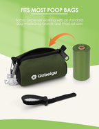 Gobeigo Dog Poop Bag Holder for Leash, Large Opening for Easy Pull Out, Doggy Poo Bag Dispenser with Used Waste Bag Carrier Suitable for Any Retractable Leash with 15 Unscented Bags (Army Green)