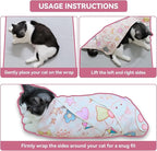Cat Grooming Wrap for Cutting Nails, 21.6" Anti-Escape Calming Cat Swaddle Wrap for Medicine, Nail Clipping, Teeth Brushing, Ear Cleaning, Self-Adherent Burrito Restraint, (Geometric Fish, M)