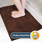 Muddy Mat® AS-SEEN-ON-TV Highly Absorbent Microfiber Door Mat and Pet Rug, Non Slip Thick Washable Area and Bath Mat Soft Chenille for Kitchen Bedroom Indoor and Outdoor - Chocolate Brown 6ft x 9ft