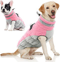 AOFITEE Dog Coat, Warm Dog Winter Coat, Reflective Turtleneck Large Dogs Jacket with Harness Built in, Turtleneck Pet Winter Jacket, Waterproof Pet Snow Jackets Fleece Vest, Pink XL
