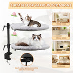 Double Cat Desk Bed, 360° Rotating & Adjustable Desk Mount with Soft Faux Fur & Breathable Mesh Accessories, Ergonomic Cat Perch for Remote Workers,Gamers, and Office Staff - Supports up to 44 lbs