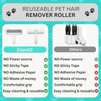 Pet Hair Remover Roller – Reusable Self-Cleaning Fur Removal Tool for Dogs & Cats – Ergonomic & Eco-Friendly Lint Roller for Couch, Carpet, Bed, Car Seat & More (White)