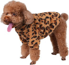 GreenJoy Leopard Print Dog Sweater – Stretchy Fleece Dog Turtleneck Sweatshirt for Puppies & Cats, Soft & Warm Pet Winter Clothes for Small, Medium & Large Dogs (Coffee Brown, Large)
