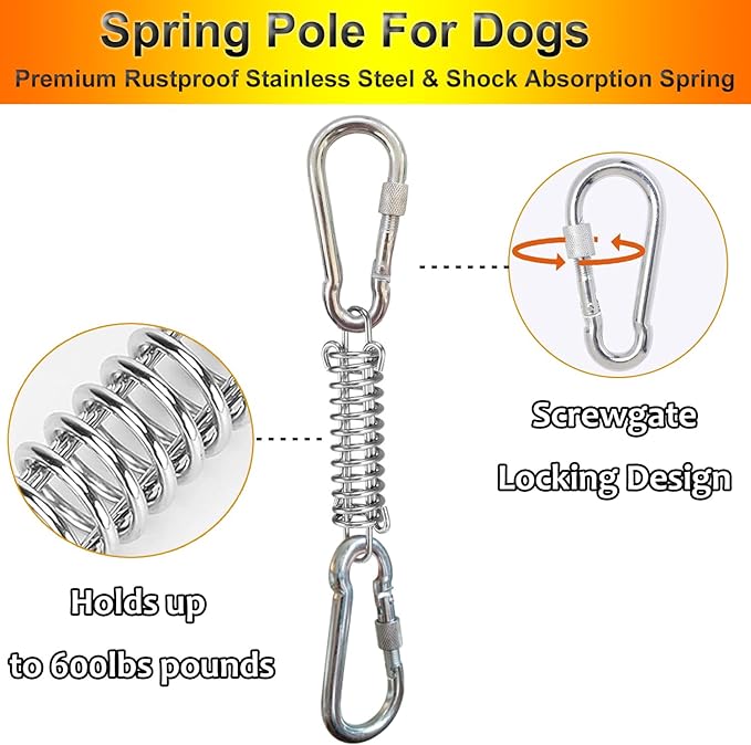 Dog Outdoor Bungee Tug Hanging Toy, Tether Tug of War Toys for Pitbull Small Large Aggressive Chewers Dogs to Exercise Solo Play, Tree Tugger Interactive Tug Toy, Dog Rope Toys