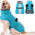 Queenmore Dog Cold Weather Coats, Fleece Collar Dog Apparel for Cold Weather, Pet Snowsuit, Cozy Winter Jackets for Large Breeds with Quick Release, Blue, XXL