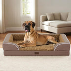 Orthopedic Dog Beds for Extra Large Sized Dogs, Waterproof Memory Foam XL Pet Bed with Sides 42x30Inch, Non-Slip and Egg-Crate Foam Big Dog Couch Bed with Removable Washable Cover, Brown