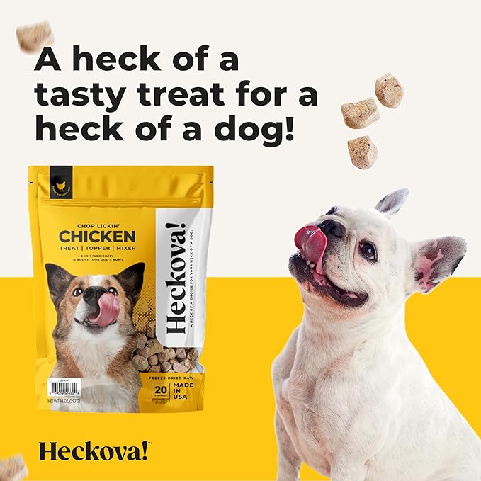 Chop Lickin’ Chicken - Freeze Dried Raw Dog Treats, Real Cuts of Chicken for Training, Meal Topper, High Protein, 15g Per Cup, Made in The USA, 14oz Bag