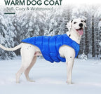 Kuoser Dog Puffer Jacket Warm Dog Coat for Large Dogs, Windproof Reflective Pet Padded Vest Cold Weather Clothes Puppy Snowsuit with Hook & Loop Coats, Easy On/Off, Blue XL
