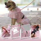 Waterproof Dog Raincoat, Reflective Adjustable Hooded Dog Rain Coat, Lightweight Breathable Pet Rain Jacket Poncho Double Layer with Leash Hole for Small Medium Large Dogs (Pink, Large)