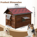 Luxury Pine Wood Dog House Outdoor for Large Breed Dogs with Weatherproof Asphalt Roof,Removable Floor,Lockable Door,Adjust Windows,Dog Kennel Outside Easy to Clean