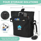 Dog Treat Pouch Magnetic Closure with Training Clicker，Hands-Free Design to Prevent Spills，Built in Poop Bag Dispenser，3 Ways To Wear，Metal Clip Waist Belt and Fanny Pack for Pet Walking（Black）