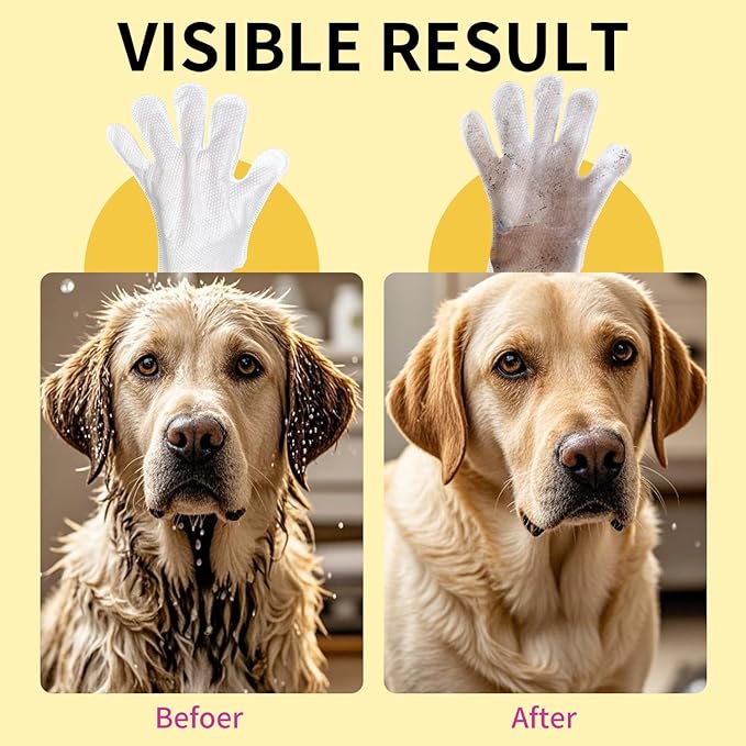 MIOSSZI 24 PCS Pet Gloves Wipes for Dogs & Cats Wipes Cleaning Deodorizing Hypoallergenic No-Rinse Pet Grooming Wipes Unscented Extra Thick Bathing Wipes for Pet Dry Cleaning Daily Care and Travel