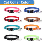 Personalized Cat Collars, Embroidered with Pet Name and Phone Number, Adjustable Nylon Breakaway Safety Release Buckle ID Collar,Custom Text with Bell for Cat or Kitten,Black