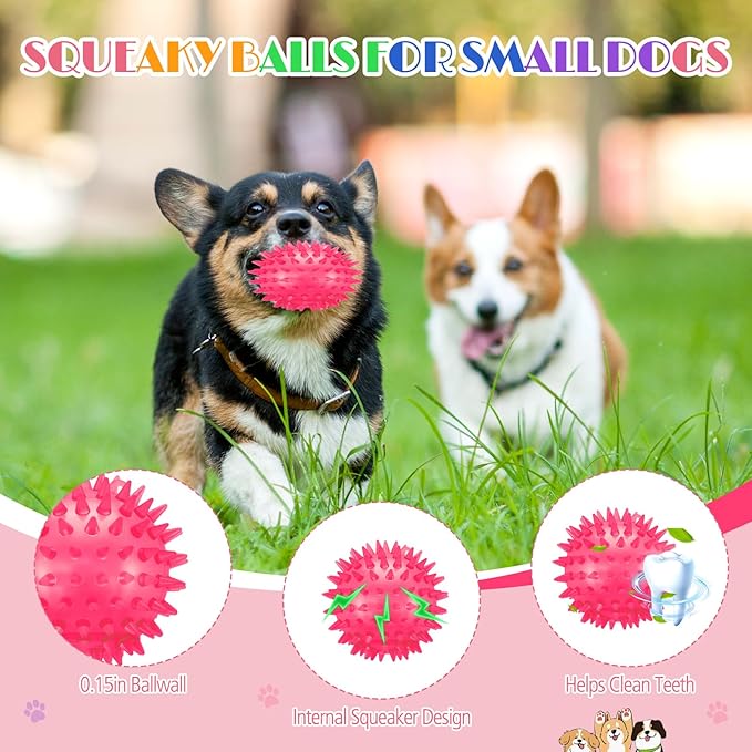 12 Pcs 2.56" Light up Squeaky Dog Balls Large Dog Toys Ball Puppy Chew Toys for Small Medium Large Pet Clean Teeth Teething