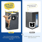 Cat House for Indoor Cats Large Cat Bed Cave 2-Storey Cats Condo with Cozy Felt Covered Hideaway for Multiple Pets Dark Grey