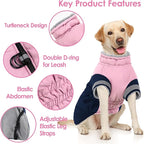 AOFITEE Dog Coat- Two Legged Extra Large Dog Winter Jacket - Zipper Dogs Cold Weather Coat with Harness, Warm Pet Puffer Jackets Reflective Pet Snow Coats for Golden Retriever, Weimaraner, PinkNavy2XL