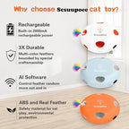 Interactive Cat Toy, Electric Cat Toys for Moving Concealed Feathers, Smart Sensor 7 Holes Whack a Mole Feather Toy, USB Charge Automatic Kitten Toys,White