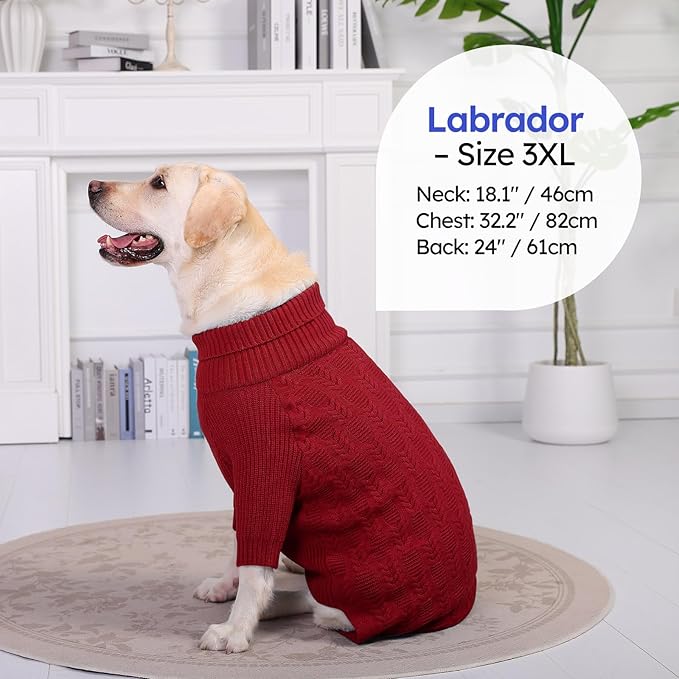 ASENKU Dog Sweater for Small Dog Girls Boys, Fall Winter Turtleneck Long Sleeve Pet Christmas Sweater, Pullover Sweatshirt for Westie, Red, M