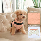Dog Jacket with Harness,Fleece Lined Warm Puppy Coat for Winter,Soft Windproof Small Dog Vest,LightOrange S