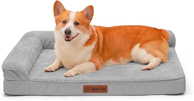 Orthopedic Dog Beds Large Sized Dog, Memory Foam Pet Bed for Medium and Large Dogs, Washable Removable Cover, Nonskid Bottom, Waterproof, 36x27x6 Inches, Light Grey