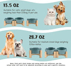 SPUNKYJUNKY 15° Slanted Ceramic Dog and Cat Bowl with Wooden Stand, Tilted Bulldog Food and Water Bowl No Slip Non-Spill for Cats Medium Dogs Big Face Pets 13.5 OZ (1.7 Cups, Light Green × 2)