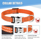 Personalized Reflective Nylon Cat Collar with Name Tag - Custom Engraved Buckle Kitten Collars for Girl Boy Cats - Adjustable from 7.5'' to 12.0'' - Includes Bell and ID Tag