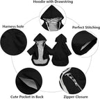 Dog Raincoat rain Jacket Raincoat Dogs Waterproof Small Medium Breeds Zip Closure Storage Pocket Harness Hole Black S