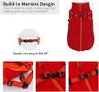 Geyecete Winter Warm Coat Waterproof Dog Winter Jacket with Harness Traction Belt,Windproof Pet Outdoor Jacket Dog Autumn-Red-M