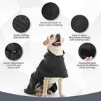 Nanaki Rain Jackets for Large Dogs with Leash Hole, Reflective Adjustable Pet Raincoat for Rainny Snow Foggy Days, Waterproof Windproof Dog Coat Jacket Vest Outdoor Hiking Walking Hunting Black 2XL