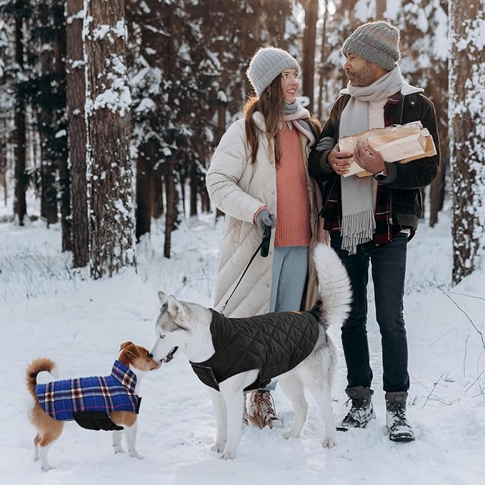 Kuoser Warm Dog Coat, Waterproof Dog Jacket for Extra Large Dogs, Adjustable Durable XL Doggie Winter Coat Reversible Cozy Puppy Cold Weather Apparel from Small to Large Breed, Navy XL