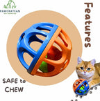 Large Cat Ball Toy with Bell - Durable, Self-Entertainment, Colorful Indoor Exercise (Yellow & Purple) (Blue & Red)
