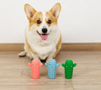 3 Pack Squeaky Dog Toys for Medium Dogs, Soft Latex Rubber Cactus Dog Ball, Cute Bounce Squeak Pet Toy