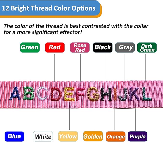 Personalized Cat Collars, Embroidered with Pet Name and Phone Number, Adjustable Nylon Breakaway Safety Release Buckle ID Collar,Custom Text with Bell for Cat or Kitten,Pink