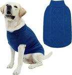 Mihachi Turtleneck Dog Sweater - Winter Coat Apparel Classic Cable Knit Clothes with Leash Hole for Cold Weather, Ideal Gift for Pet in New Year Royal Blue M-Largel