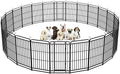 Square Steel Pipe Dog Fence Outdoor 24 Piece Panels 47" Height Anti-Rust Heavy Duty Dog Playpen with Doors Portable for Yard RV Camping, Total 54FT, 227 Sq.ft, Snowy Black