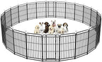 Square Steel Pipe Dog Fence Outdoor 24 Piece Panels 47" Height Anti-Rust Heavy Duty Dog Playpen with Doors Portable for Yard RV Camping, Total 54FT, 227 Sq.ft, Snowy Black