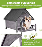 GUTINNEEN Heated Dog House Outdoor for Winter with Anti-Bite Design, Dog Kennel with Heating Blanket, Asphalt Roof, for Small to Medium Dogs - Grey