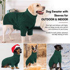 KOESON Large Dog Sweater, Warm Christmas Dog Sweaters for Large Dogs, Cable Knit Sweater for French Bulldog, Pug, Corgi, Boston Terrier, Easy On Xmas Sweaters for Dogs, Green, L