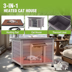 GUTINNEEN Heated Outdoor Cat House Weatherproof Insulated Feral Cat Shelter with Heated Pad and Insulated All-Round Thermal Liner for Outside Cats, Chewproof Cable Design (Winter-Ready)