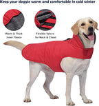 Dog Winter Coat, Waterproof Dog Jacket with Leash Hole, Reflective Adjustable Pet Snow Vest, Warm Fleece Sweater for Small Medium Large Dogs - Red, L