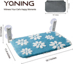 Cat Window Perch, Foldable Cat Window Hammock with Cute 3D Textured Flower Cover, Breathable Mesh Cover and Strong Suction Cups, Cordless Window Seat Bed for Indoor Cats (Blue, Medium)