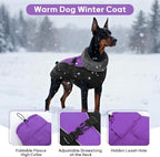 IDOMIK Dog Winter Coat, Reflective Waterproof Dog Jacket for Cold Weather, Warm Pet Coats for Small Medium Large Dogs, High Collar Doggy Fleece Snow Jacket, Winter Vest with Adjustable Buckle,3XL