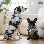 DENTRUN Small Dog Winter Warm Coat - Windproof Cozy Jacket, Thick Fleece Vest with Adjustable Belt, Water Repellent, Reflective Dog Sweater for Yorkie Dachshund Wear, White Camo, S